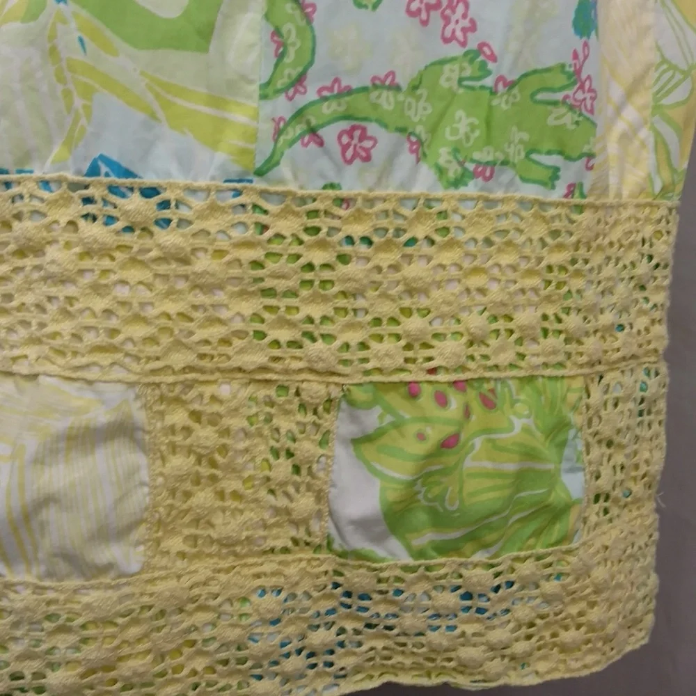 Lilly Pulitzer Bright Patchwork Cotton Summer Sundress Strapless Dress Colorful - Picture 4 of 8